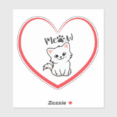 Sticker Chat mignon Red Hart (Feuille)