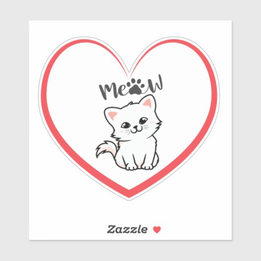 Sticker Chat mignon Red Hart (Feuille)