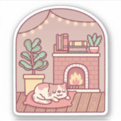 Sticker Chat Mignon Se Réchauffant Et Se Blottissant Devan (Devant)