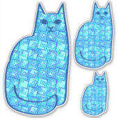 Sticker Chat moderne, turquoise et marine du milieu du siè (Devant)
