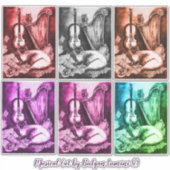 Sticker CHAT MUSICAL, OWL, VIOLIN, HARP Musique monochrome (Devant)