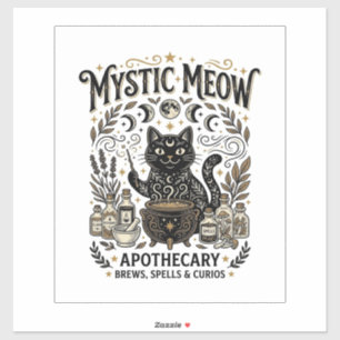 Sticker Chat Mystique Miaou Sorcière Apothicaire Mystique 