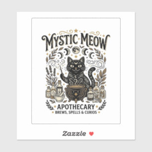 Sticker Chat Mystique Minou Sorcière Apothicaire Mystique