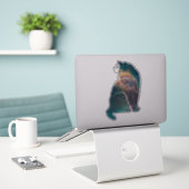 Sticker Chat Nebula de l'espace magique (Ordinateur portable sur le bureau)