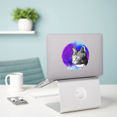 Sticker Chat Nebula Space tendance (Ordinateur portable sur le bureau)