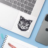 Sticker Chat noir (Ordinateur portable avec iPhone)