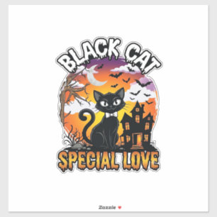 Sticker Chat Noir Amour Spécial Halloween Maison Hantée Ch