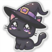 Sticker Chat noir attrapé par Casquette de cuisine (Devant)