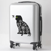 Sticker Chat noir aux yeux verts (Sur valise)