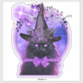 Sticker Chat noir avec une aura violette (Feuille)