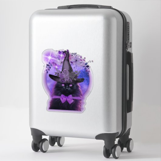 Sticker Chat noir avec une aura violette (Sur valise)