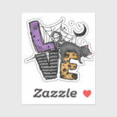 Sticker Chat noir azy en Spider Web avec amour (Feuille)