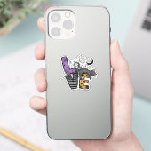 Sticker Chat noir azy en Spider Web avec amour (Téléphone)