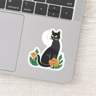 Sticker Chat Noir | Chat Mignon Floral