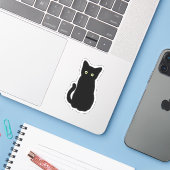 Sticker Chat noir, chaton mignon, plaisir spottaculaire (Ordinateur portable avec iPhone)