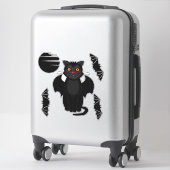 Sticker Chat noir, chauves-souris et lune Halloween (Sur valise)