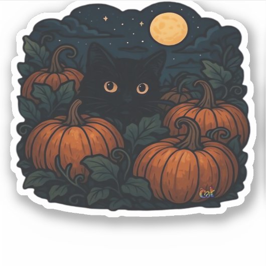 Sticker Chat noir dans le T-shirt classique Patch (Devant)