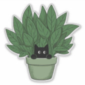 Sticker Chat noir dans Vase Plante (Devant)