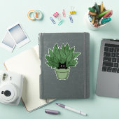 Sticker Chat noir dans Vase Plante (Couverture iPad)