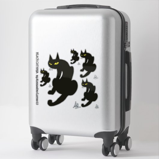 STICKER CHAT NOIR DE NINJA (Sur valise)