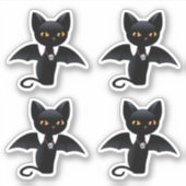 Sticker Chat noir d'Halloween avec ailes, Ensemble de 4 (Devant)