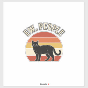 Sticker Chat noir drôle Ew personnes design vintage rétro_