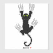 Sticker Chat Noir Drôle Glissant le Long d'une Fenêtre (Feuille)