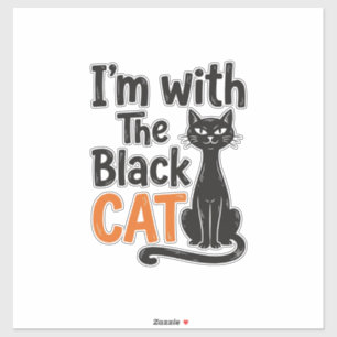 Sticker Chat noir drôle Gravure vintage Design Halloween