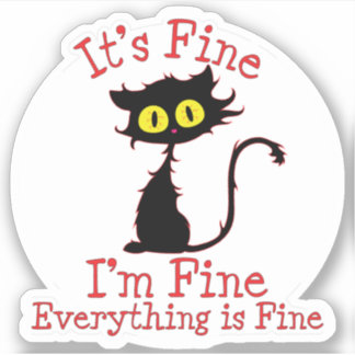 Sticker Chat noir effilé, tout va bien