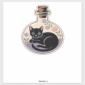 Sticker Chat noir en bouteille de potion T-shirt classique (Feuille)