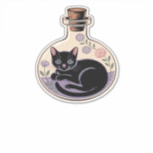 Sticker Chat noir en bouteille de potion T-shirt classique (Devant)