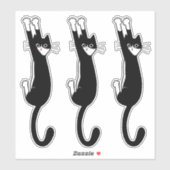 Sticker Chat noir et blanc accroché | Drôle Tuxedo Cat (Feuille)