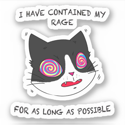 Sticker Chat noir et blanc Devenir fou Texte (Devant)