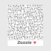 Sticker Chat noir et blanc drôle motif moderne (Feuille)