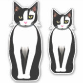 Sticker Chat noir et blanc moderne du milieu du siècle (Devant)