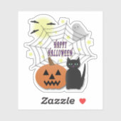 Sticker Chat noir et Citrouille pas effrayant Halloween (Feuille)