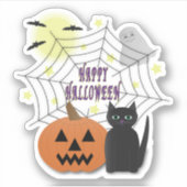 Sticker Chat noir et Citrouille pas effrayant Halloween (Devant)