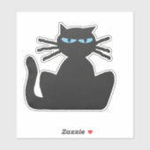 Sticker Chat noir étoilé avec contour des yeux bleus (Feuille)