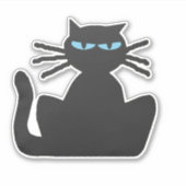 Sticker Chat noir étoilé avec contour des yeux bleus (Devant)