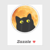 Sticker Chat noir Halloween Design Drôle Chat Halloween (Feuille)