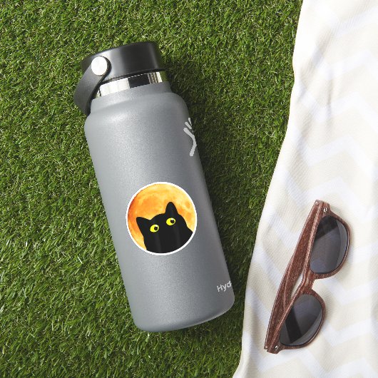 Sticker Chat noir Halloween Design Drôle Chat Halloween (HydroFlask Insitu)