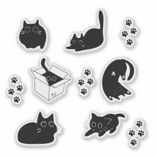 Sticker Chat noir mignon (Devant)