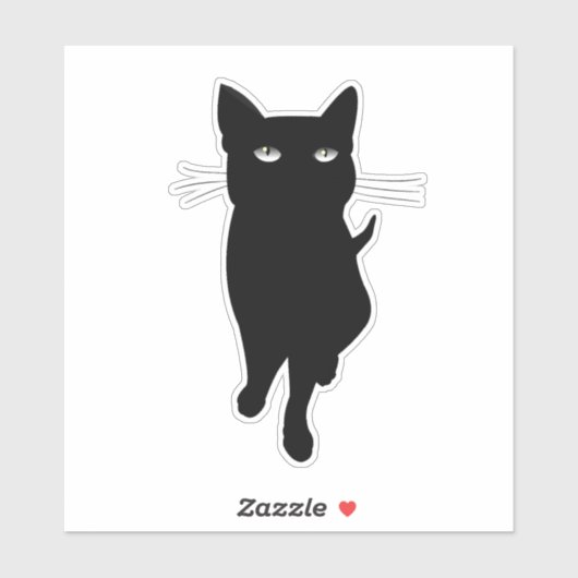 Sticker Chat noir mignon (Feuille)