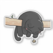 Sticker Chat noir mignon endormi (Devant)