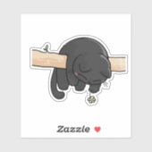 Sticker Chat noir mignon endormi (Feuille)