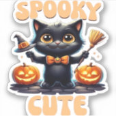 Sticker Chat noir mignon et déplaisant T-shirt classique (Devant)