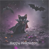 Sticker Chat noir mignon vampire Halloween (Recto)