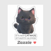 Sticker Chat noir moelleux (Feuille)