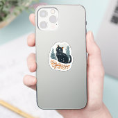 Sticker Chat noir neige d'hiver (Téléphone)