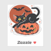 Sticker Chat noir, Nostalgique T-shirt classique Halloween (Feuille)
